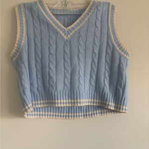 Blue Cable Knit Crop Top